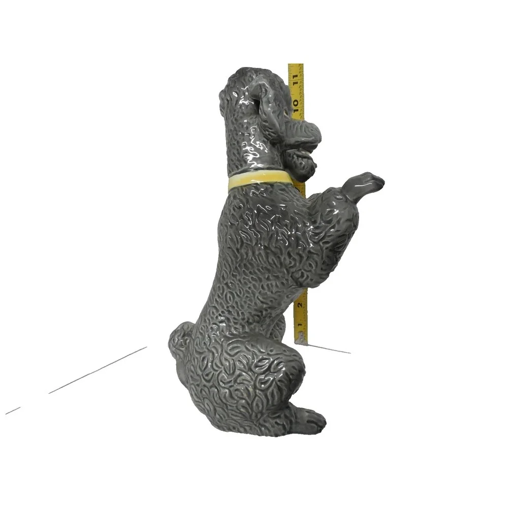Sitting Up Poodle Ceramic Figurine Vintage Mid Century Japan